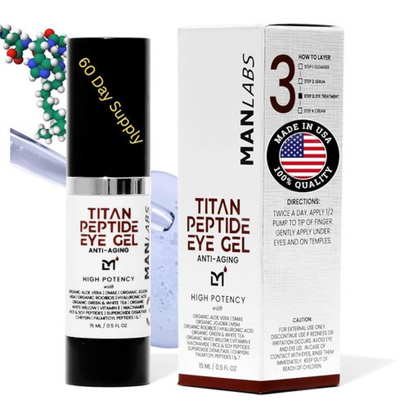 Man Labs Titan Peptide Cooling Eye Serum - Anti-Aging Eye Cream for Men | Reduces Dark Circles & Puffiness
