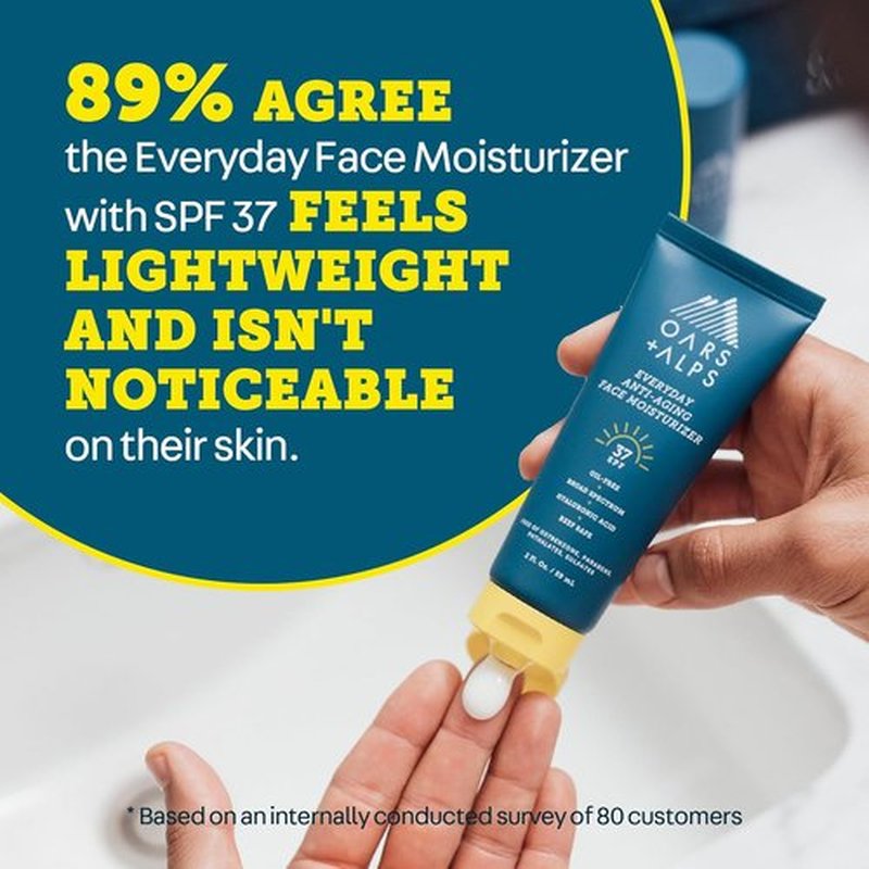 Oars + Alps SPF 37 Sunscreen - Anti-Aging Face Moisturizer with Hyaluronic Acid | Lightweight & Hydrating