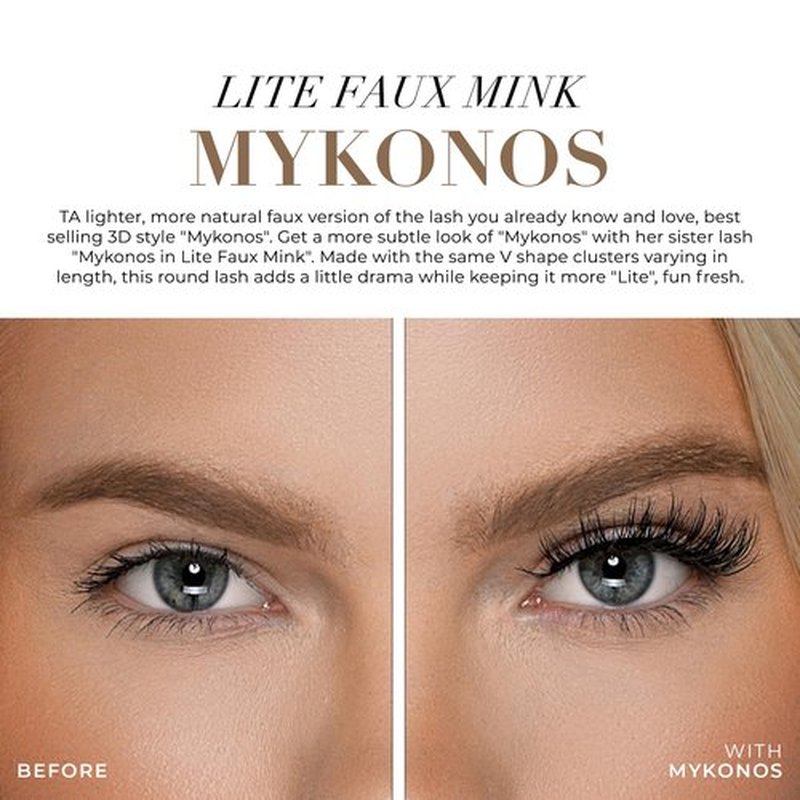 Lilly Lashes Mykonos Lite in Faux Mink, Strip Lashes, Natural Lashes, Reusable False Lashes Natural Look, Lash Strips with Luxury Silk Like Fibers, No Lash Glue Included