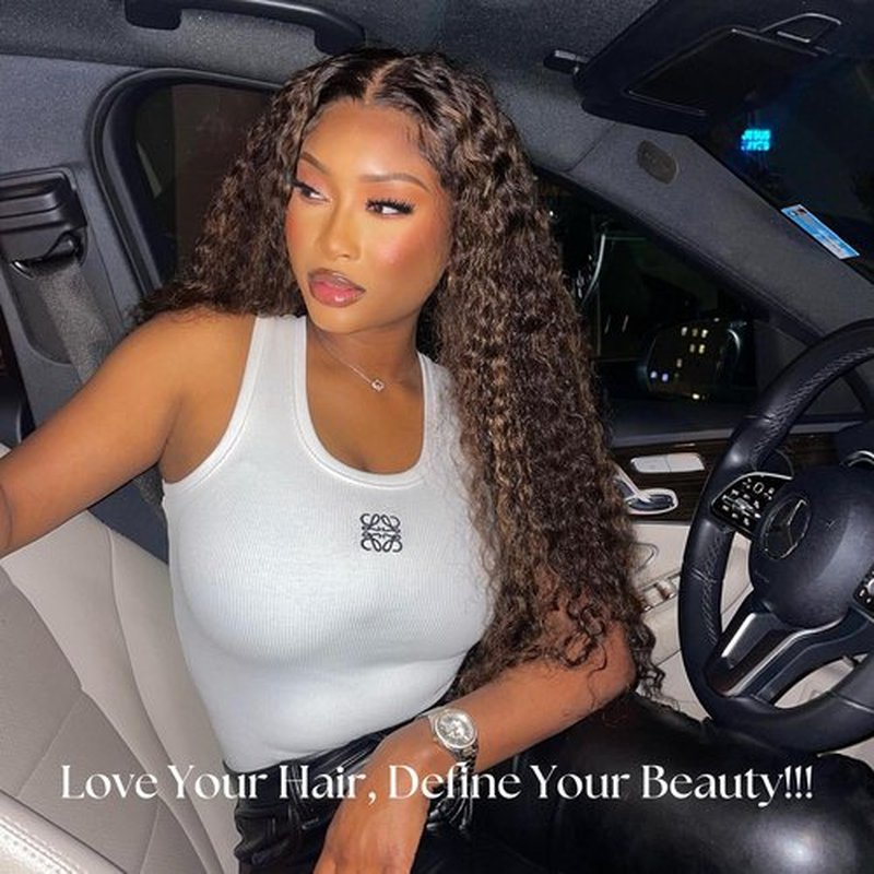 Anmetan Water Wave Ombre Human Hair 4x4 Closure 18 In, 12A F1B30 Black and Brown Honey Blonde Highlight Color Wet and Wavy Free Part Hairline 4x4 Lace Closure 100% Remy Pre Plucked with Baby Hair
