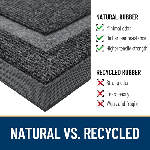 OLANLY Half Circle Door Mat - Waterproof All-Season Doormat for Indoor/Outdoor Use | 47x32, Grey