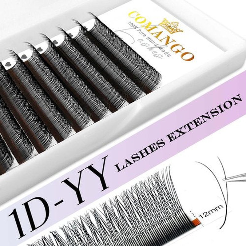 CoMango Y Eyelash Extensions 2D Fans Premade lash Fans 0.07mm 2D Y Lashes C/D Curl Lashes 8-15mm Mixed Tray Soft Fluffy Volume Lash Fans Natural Look Individual Eyelashes(Black,1DYY-0.07-D-8-15MM)