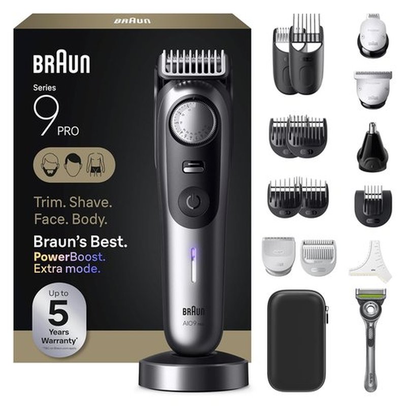 Braun Series 9 PRO All-in-One Grooming Kit - Cordless Trimmer & Shaver for Men | AIO 9570