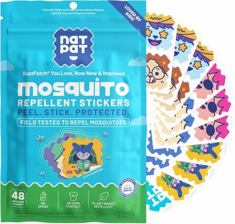 NATPAT Buzz Patch Mosquito Stickers for Kids - All-Natural Citronella, Non-Toxic | 48 Pack