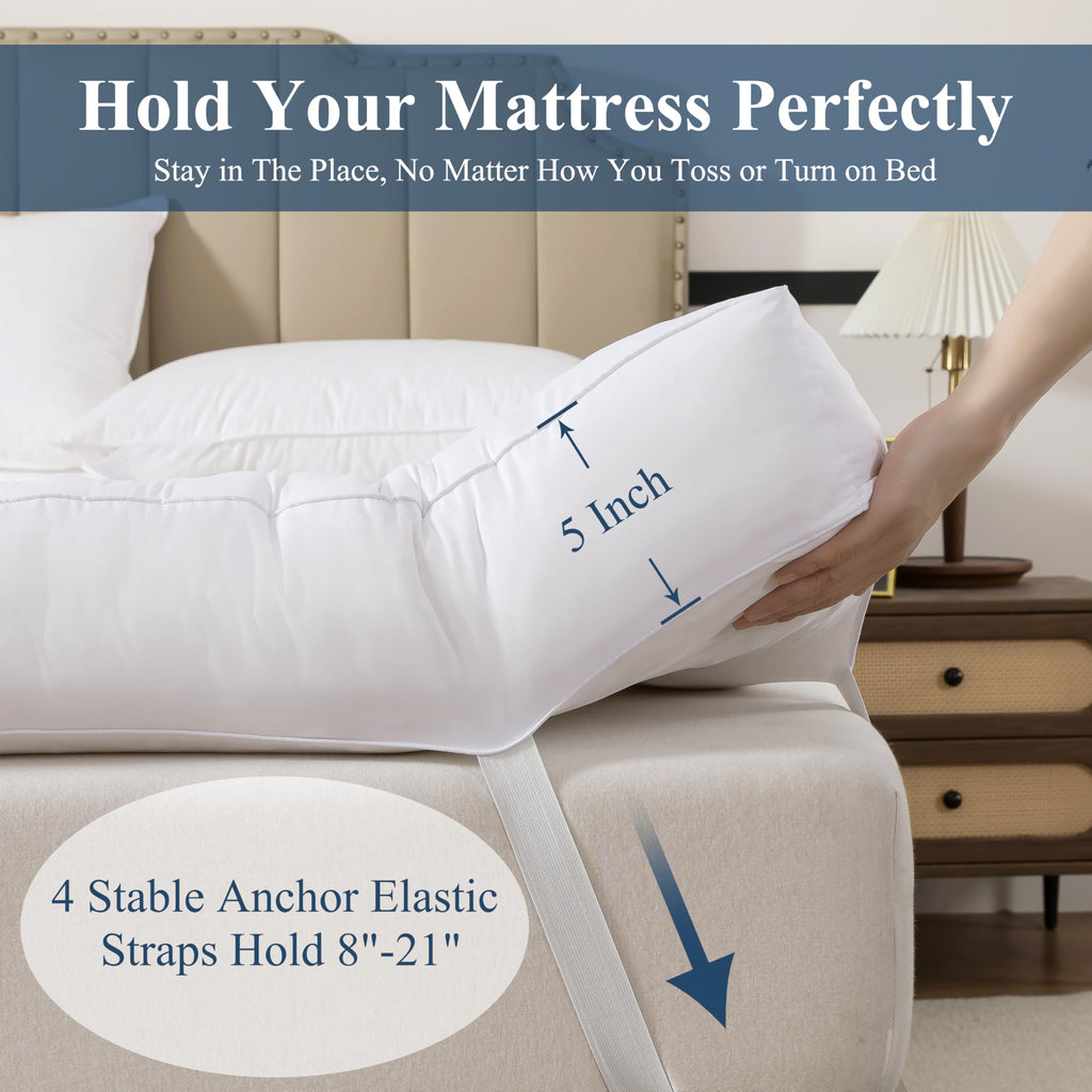 ELNIDO QUEEN® 5 Inch Memory Foam Mattress Topper King Size, Breathable Gel Memory Foam Bed Topper, 2000 GSM Fill, Soft Fluffy Supportive Pillow Top Mattress Pad for Back Pain Relief, 80x78x5 Inch