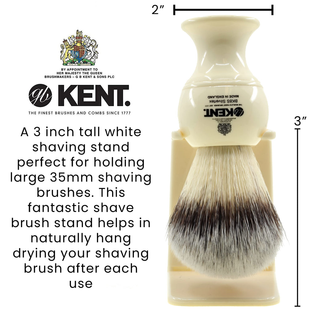 KENT VSB6 1.5" Water Resistant Mock Ivory Shaving Brush Stand BK2 and BK4 Natural Shaving Brush Air Drying Base