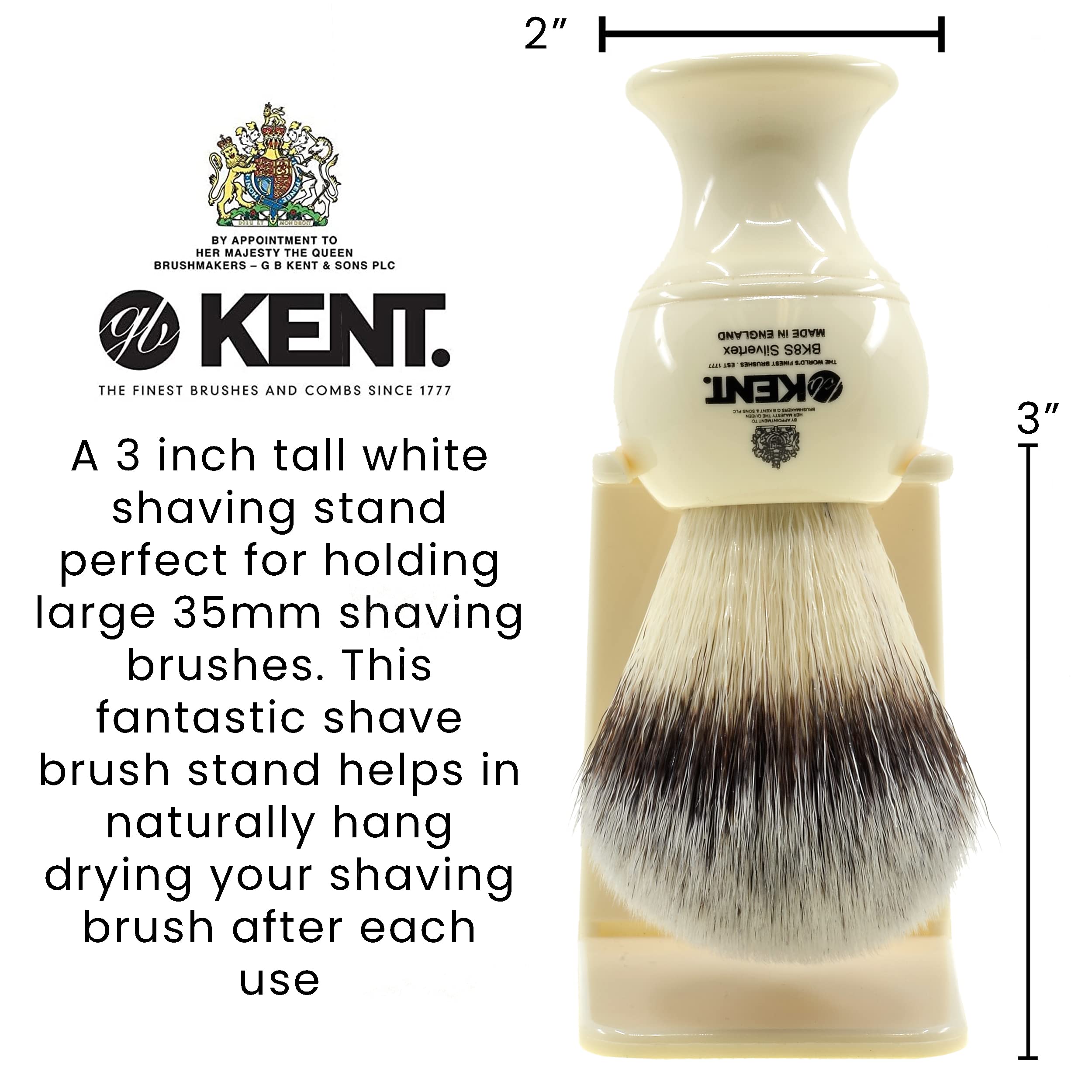 KENT VSB6 1.5" Water Resistant Mock Ivory Shaving Brush Stand BK2 and BK4 Natural Shaving Brush Air Drying Base