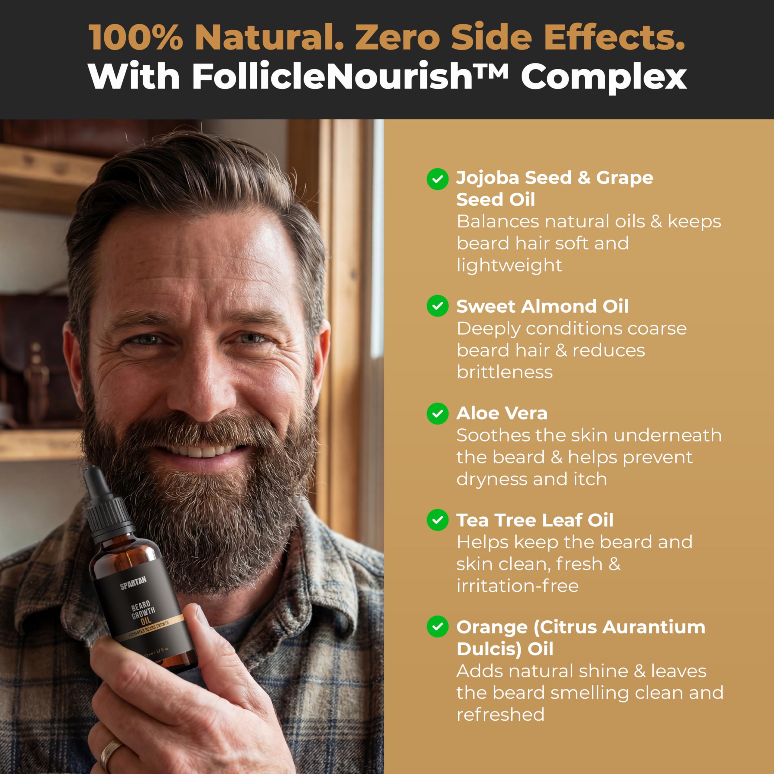 SPARTAN Beard Oil for Men – Natural Conditioning and Softening Formula – Lightweight Hydrating Oil for Smooth, Well-Maintained Beard – Daily Grooming Essential – 1pc, 4oz