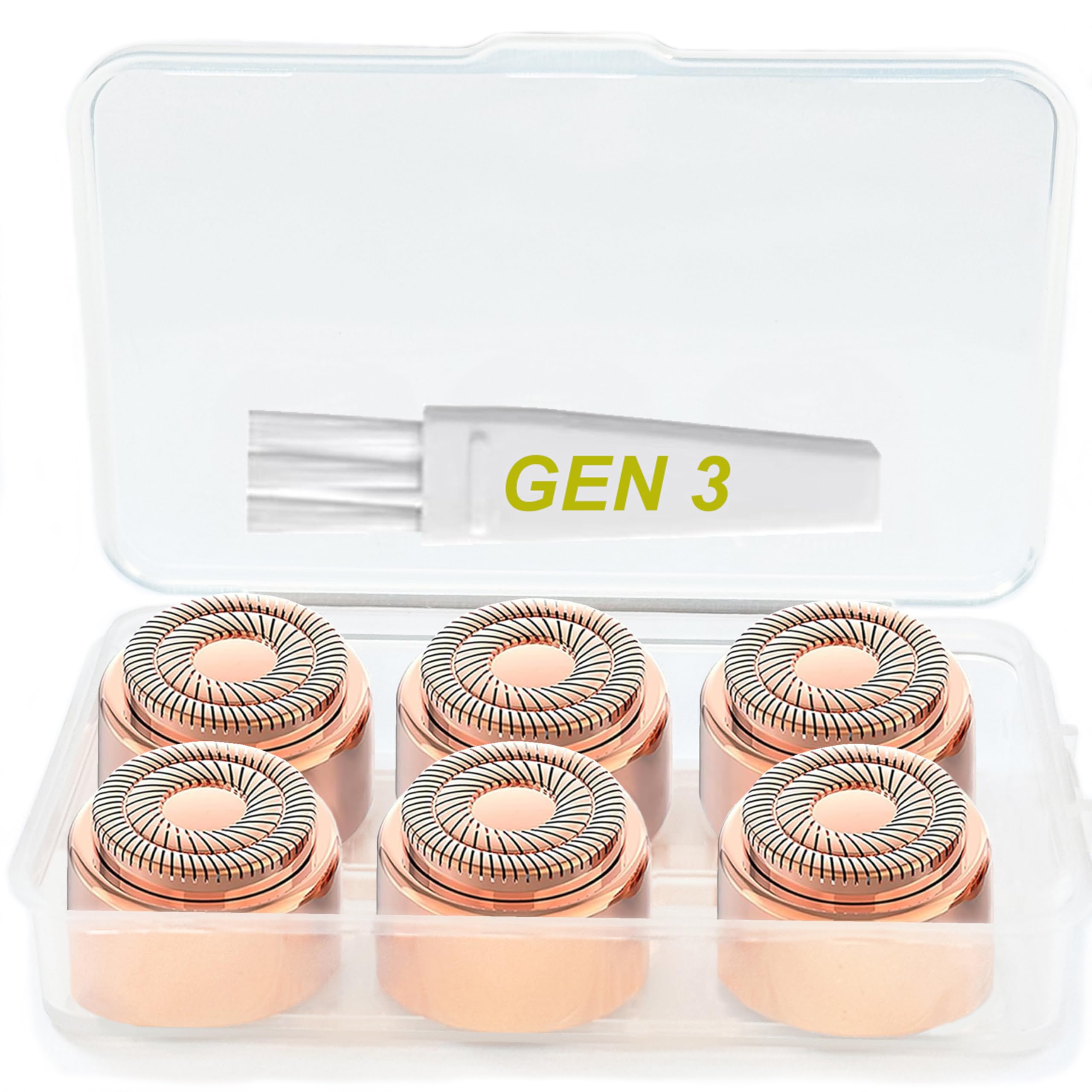 Generation 3 Replacement Heads for Finishing Touch Flawless Facial Hair Remover Gen 3 - Double Precision Enhanced Floating Blades Heads for NEW Flawless Gen 3, PACK of 6, w/Storage Case & Clean Brush