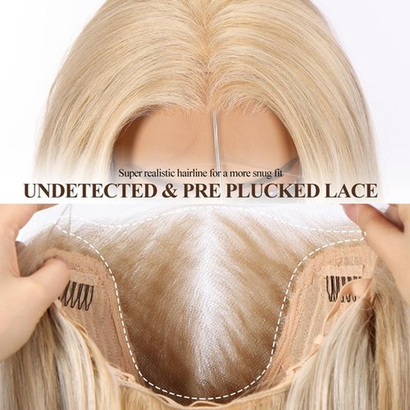 BLONDE UNICORN Blonde Wig 13x6 HD Lace Front Wig Long Straight Layered Synthetic Lace Front Wig Pre Plucked Glueless Wig for Women Daily Party Use 22IN