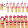 Loopeer 24 Pcs Baseball Party Favors Include Lip Balm and Lipstick Holder Keychain Bulk Moisturizing Pink Ice Cream Baseball Lip Balm Keychains Pouch for Team Gifts Sports Party Supplies