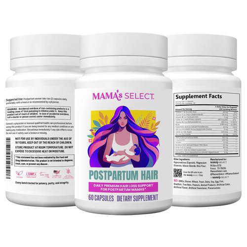 Mama’s Select Postpartum Hair Loss Vitamins – Reduce Shedding, Restore Thickness, Shine, & Strength – Supports Hormonal Balance, Cellular Renewal & Scalp Health – Treatment Is Safe for Breastfeeding