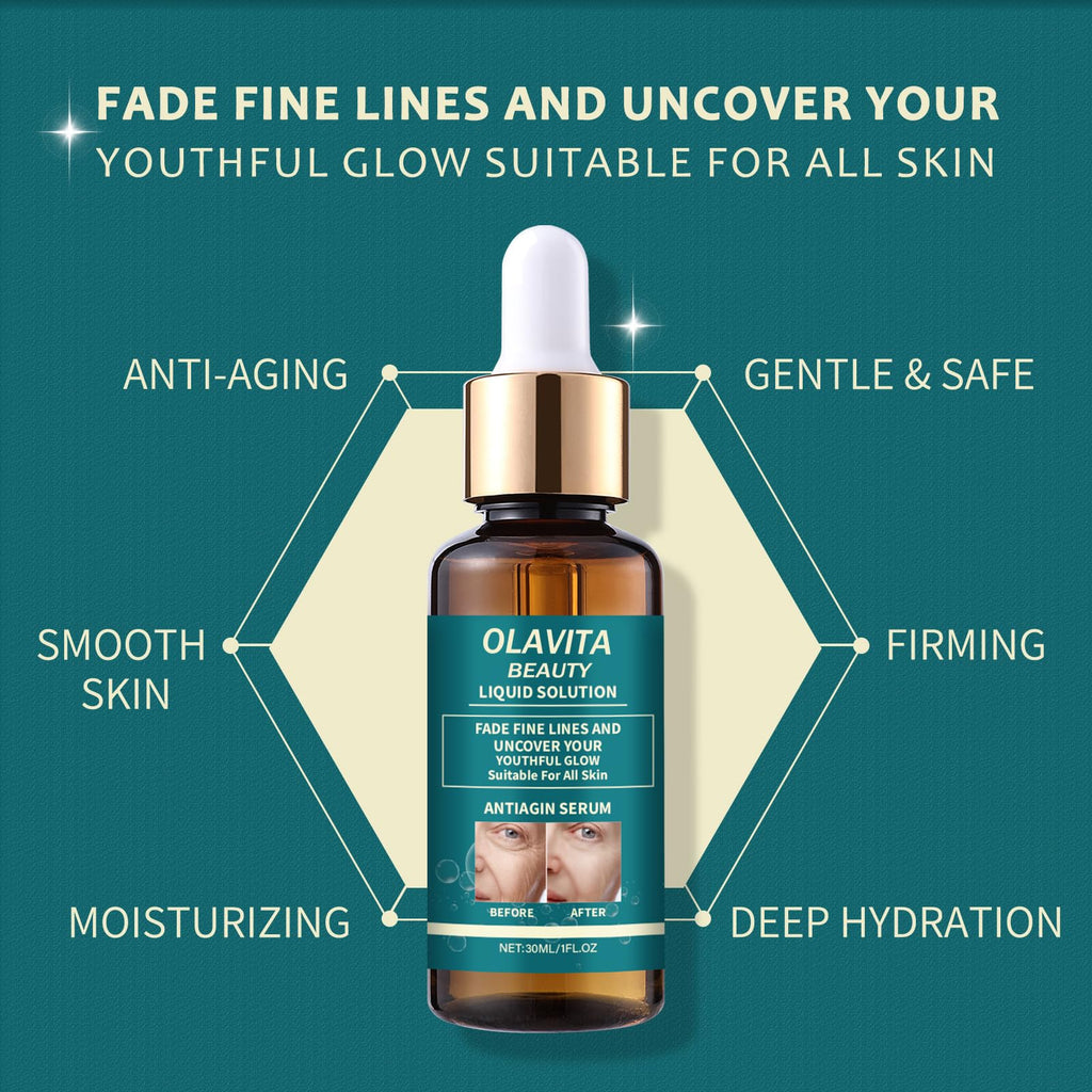 OLAVITA Liquid Solution Anti Aging Serum–Upgraded version,Olavita Facial Serum,Intensely firms skin,Smooths Fine Lines and Hydrates, For Women with Mature and Daily Skincare