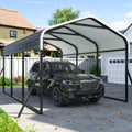 DAUSOLA 12x20 FT Metal Carport, Heavy Duty Carports Canopy with Updated Enhanced Base and Roof for All-Weather Use, Outdoor Galvanized Car Shelter, Car Port Garage for Car, Boats and Tractors, Grey