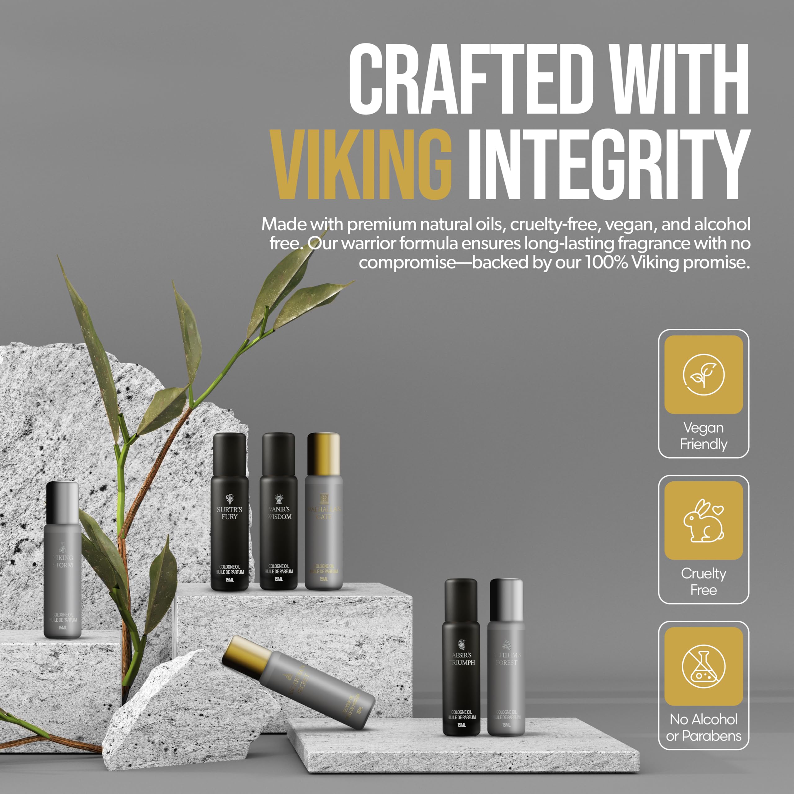 Concentrated Cologne for Men by Beard Struggle - 6x More Longer Than Traditional Colognes - Gold Collection - Valhalla's Gates - Mens Cologne, 15 mL / 0.5 US. fl. oz. Glass Roller Bottle