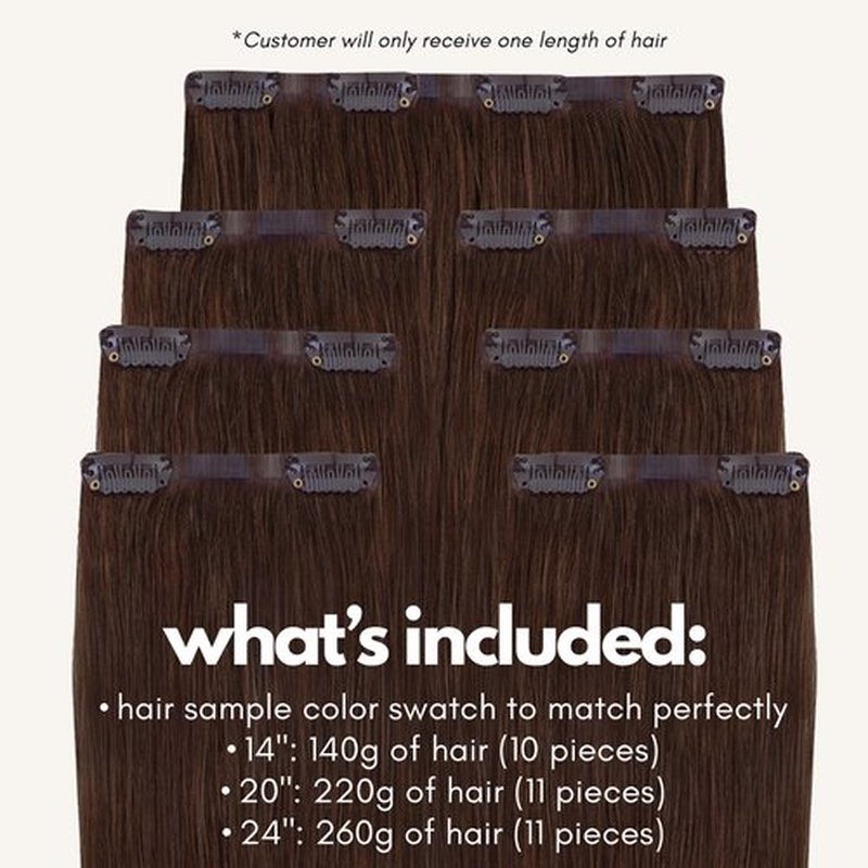 Irresistible Me Real Human Hair Extensions Clip Ins – 100% Human Hair Clip In Extensions for Length & Volume – Invisible Extension – Heat Resistant & Dyeable – Medium Brown, 14 Inches