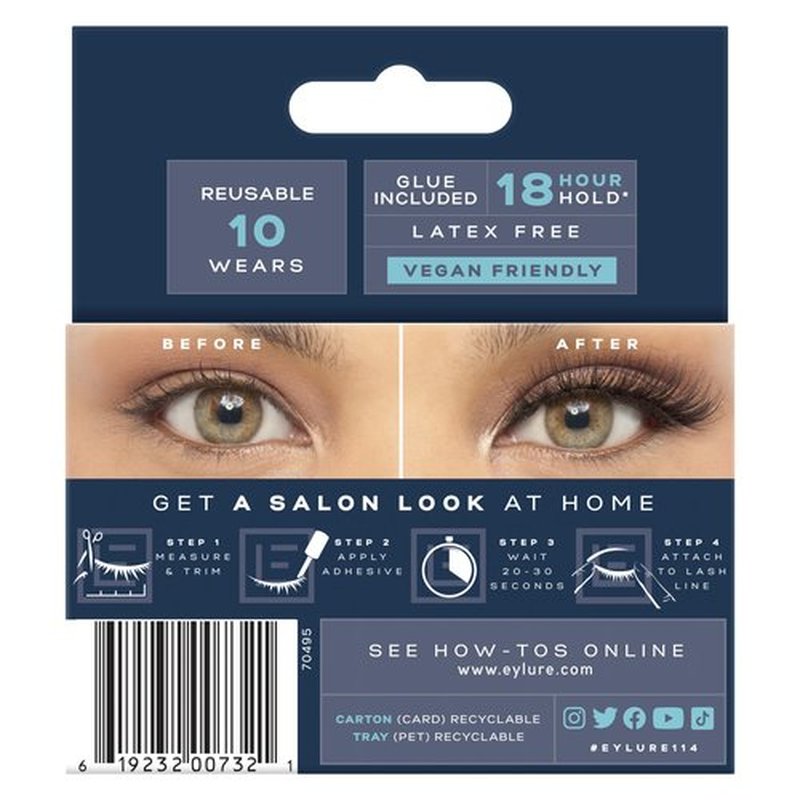Eylure Salon Extension Look False Eyelashes, Volume No. 114, 1 Pair (Pack of 2)