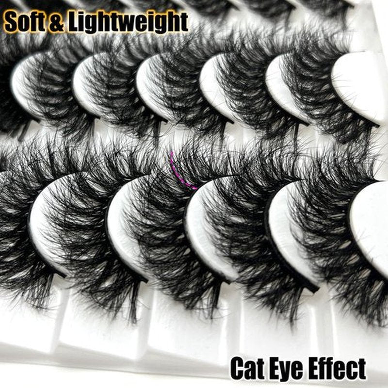 loladook Mink Lashes Pack Strip Dramatic Lashes Fluffy 20mm Long Cat Eye Faux Mink Wispy Volume False Eyelashes Multipack