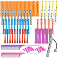 Skiennix 60 Pcs Perming Rods Set - 8 Sizes Cold Wave Rollers with Combs & Clips for Natural Hair Styling