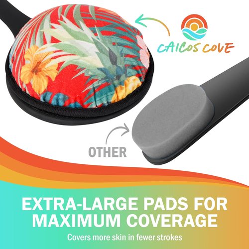 Skiennix Self Tanning Lotion Applicator - 17" Ergonomic Silicone Handle for Easy Back Application | Includes Exfoliating Pad