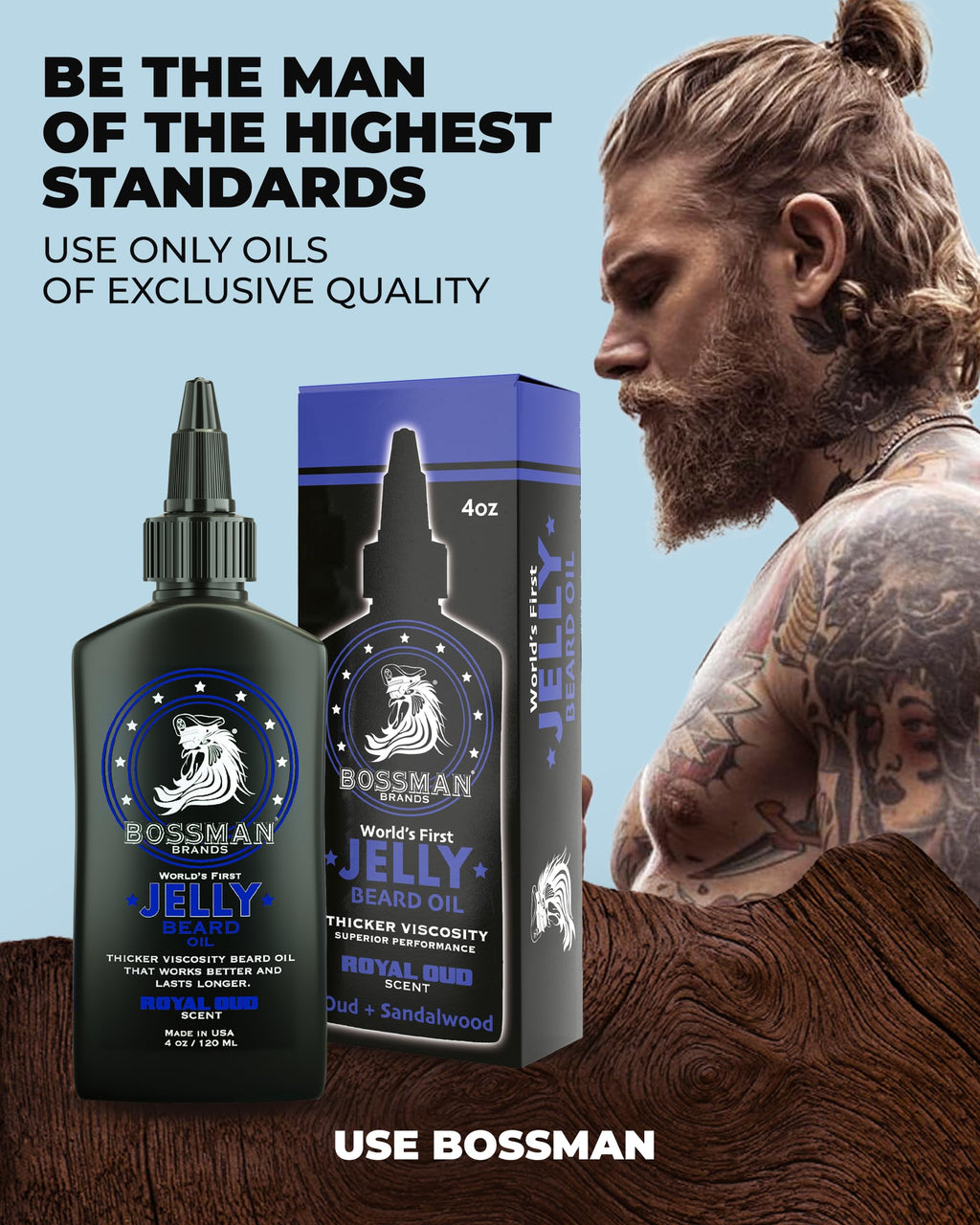 Bossman Jelly Beard Oil for Men & Beard Balm for Men Combo - Royal Oud Scent