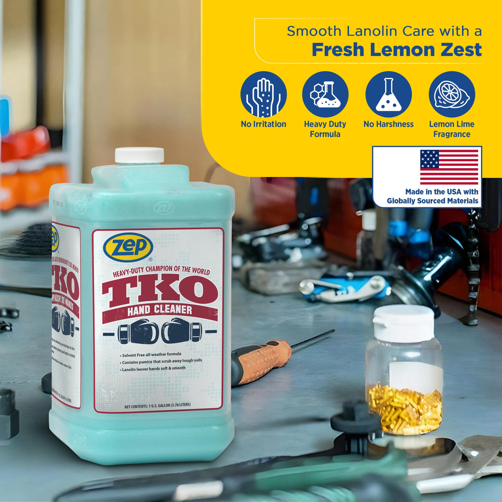 Zep TKO Heavy-Duty Industrial Hand Cleaner - 1 Gallon (Case of 4) - The GO-TO cleaner for Pros that actually works. Dispenser included