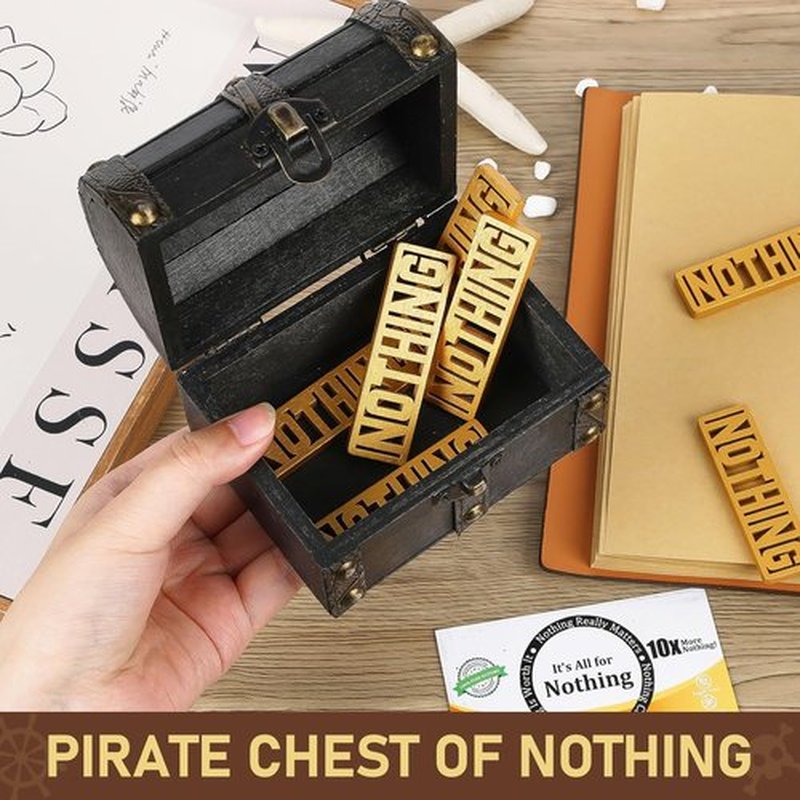 Skiennix White Elephant Gifts - Funny Pirate Chest with 10 Golden Nothing | Unique Holiday Gag Gift for Men & Women