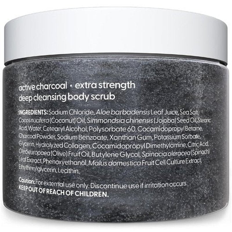 M3 Exfoliating Charcoal Scrub - Collagen & Stem Cells for Body Toning, Detox & Smoothing | 8 oz