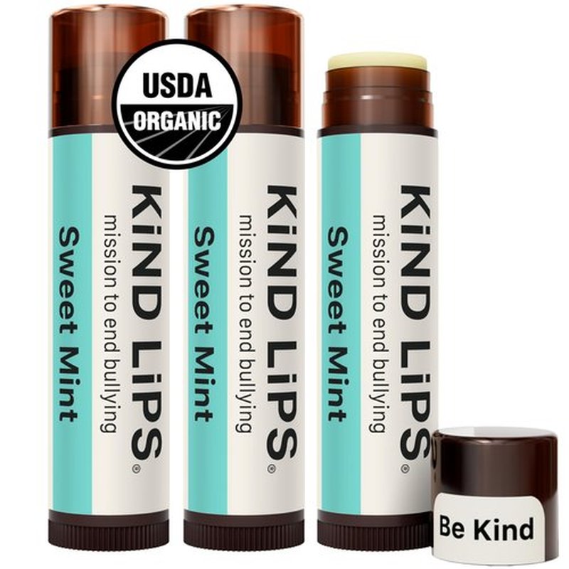 Kind Lips Sweet Mint Organic Lip Balm Natural Moisturizing Lip Care 3 Pack