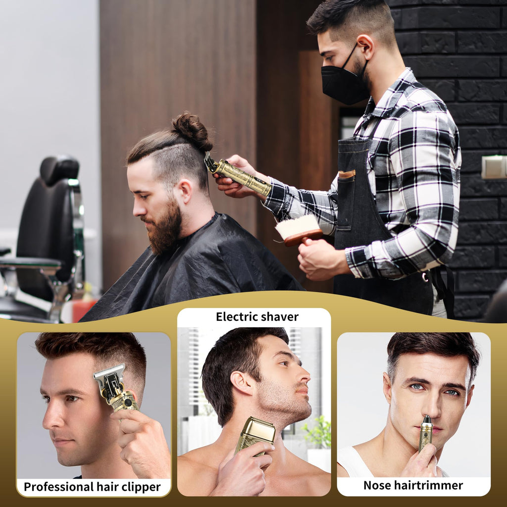 IsoLytrin Nose Hair Trimmer Hair Clippers for Men, Cordless T-Blade Facial Beard Trimmer Barber Clippers, Electric Foil Shavers Razor with LED Display for Men Haircutting Kits & Sets