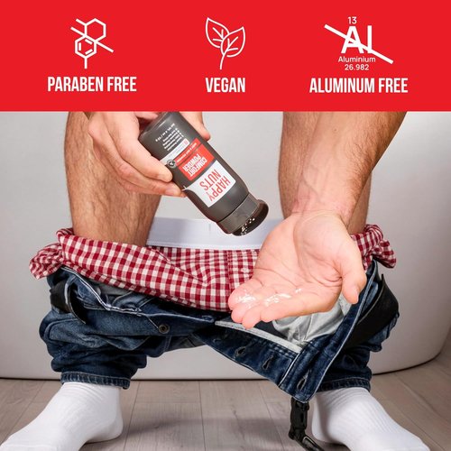 HAPPY NUTS Comfort Powder Deodorant for Men - Anti-Chafing & Odor Control, Aluminum-Free, 6 oz