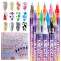 EBANKU 12 Colors Nail Art Pens Set, 3D 0.5MM Nail Polish Pens Graffiti Dotting Pen Quick-Drying Acrylic Nail Paint Liner Pen Tools for DIY Nail Art Manicure Tools