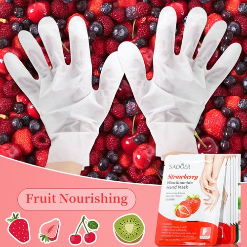 Swiffen 48 Pcs Fruits Beauty Hand Mask Bulk Hydrating Hand Moisturizing Gloves Mask for Spa Kit Skincare Gift Beauty Kits for Women