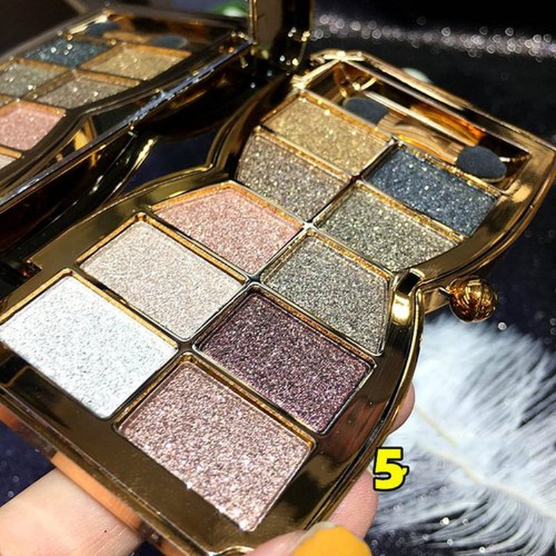Glitter Eyeshadow Palette, 10 Colors Sparkle Shimmer & Matte Eye Shadow Highly Pigmented Waterproof Long Lasting Makeup Set (Color 5)