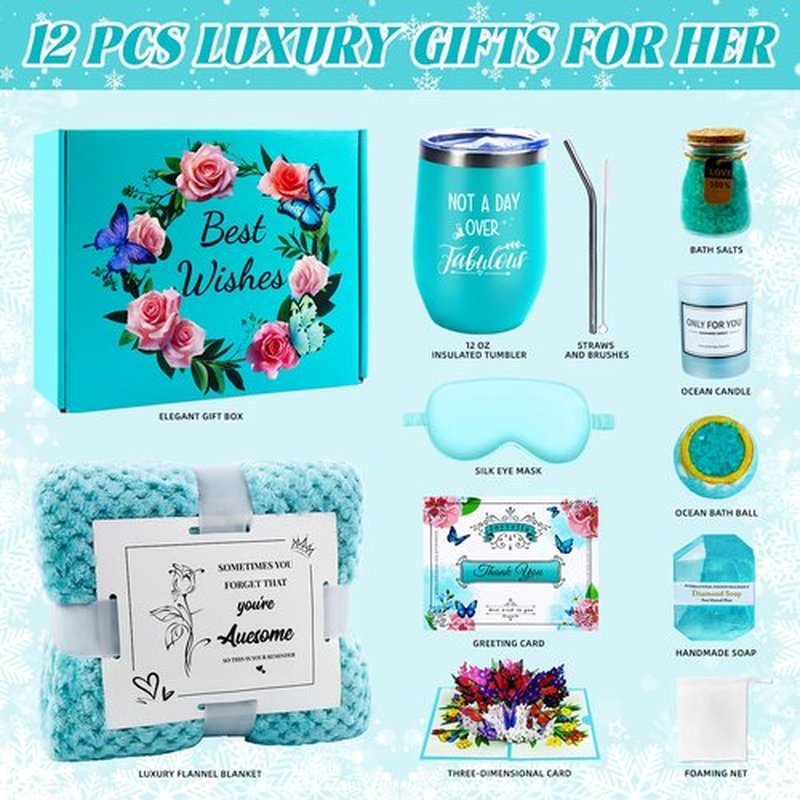 Christmas Self Care Gifts with 3D Butterfly Card for Women, Get Well Soon Gift Baskets, Thinking of You Gifts Relaxing Spa Self Care Gift, Birthday Gifts for Women Mom Wife Her Friend Sister Grandma
