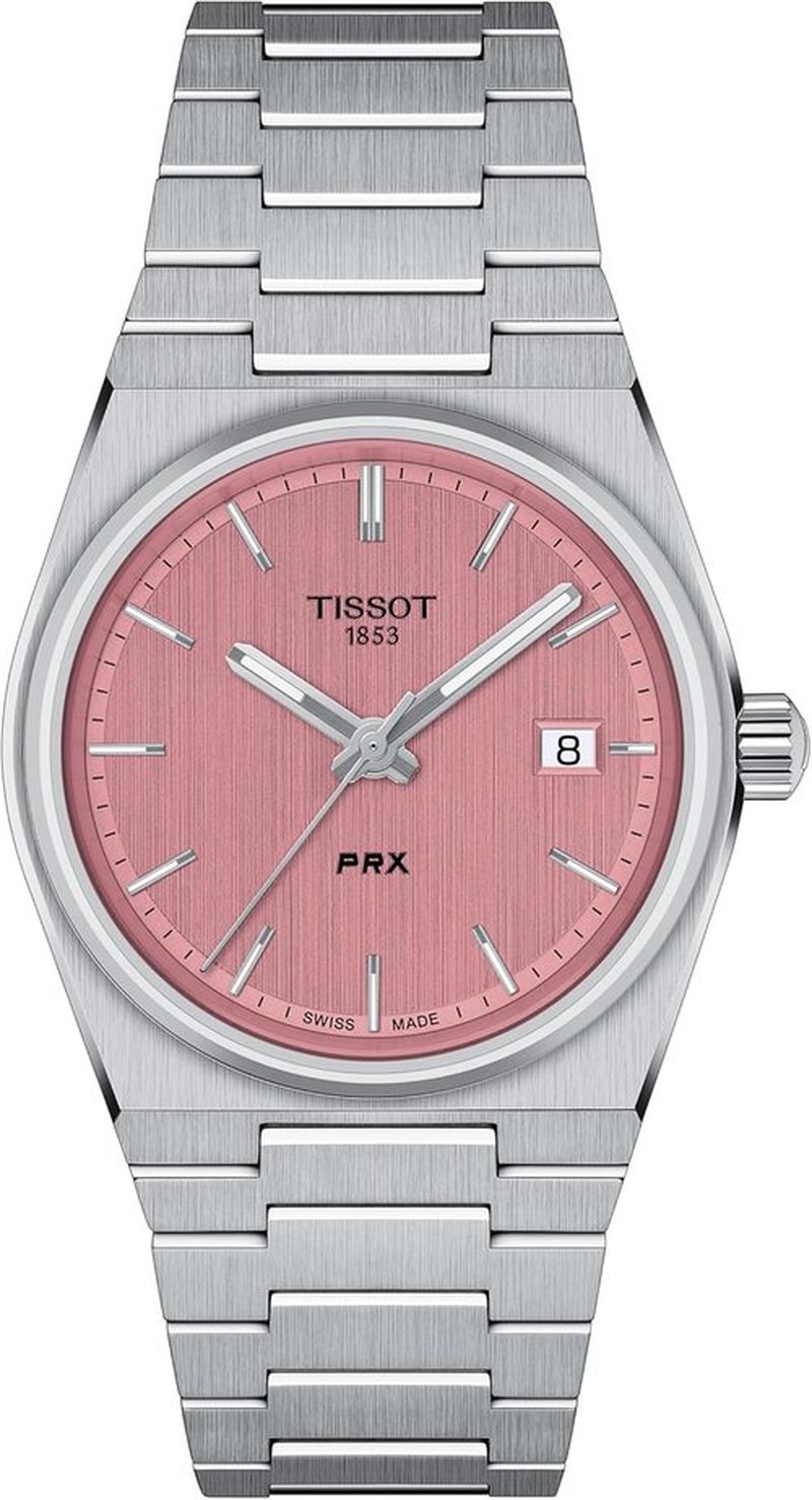Tissot PRX Swiss Quartz Watch for Women - 35mm Stainless Steel Case, Pink Dial, T1372101133100