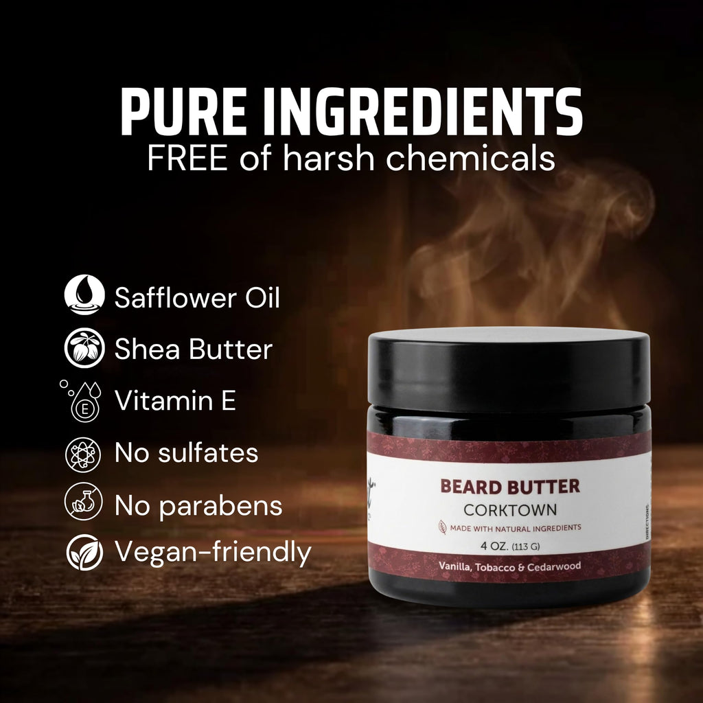 Detroit Grooming Co. Beard Butter for Men - Premium Leave-In Conditioner & Softener with Safflower Oil & Shea Butter - Hydrating Beard Moisturizer for Growth & Thickness - Corktown, 4oz