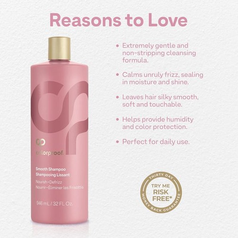 Colorproof Smooth Shampoo - 32 Fl. Oz. Smoothing Anti-Frizz Formula for Color-Treated Hair | White Tea Scent
