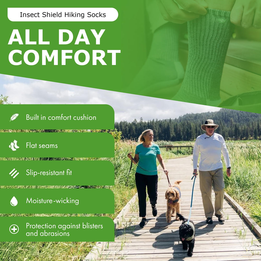 Insect Shield Lightweight Hiking Socks With Permethrin Bug Repellant - Protective Clothing for Men & Women, Khaki, Large
