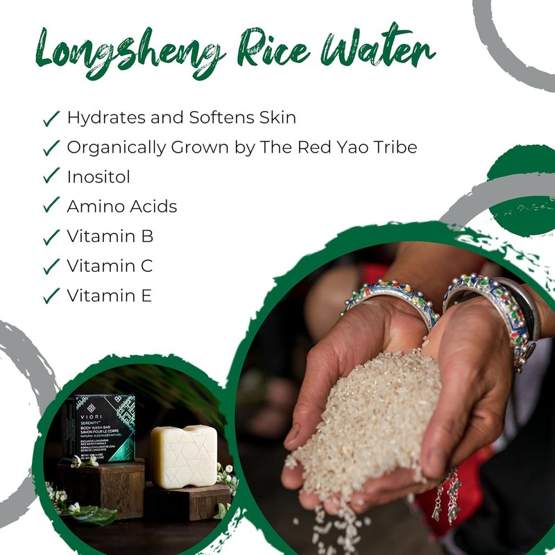 Viori Serenity Body Wash Bar - Natural Aloe Scent | 120g Handcrafted with Longsheng Rice Water, Vegan & Eco-Friendly