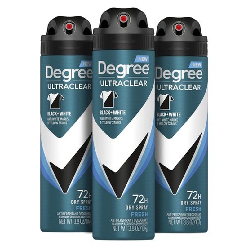 Degree Men Antiperspirant Spray - Black + White | 3 Count Instant Stain Protection, 3.8 oz