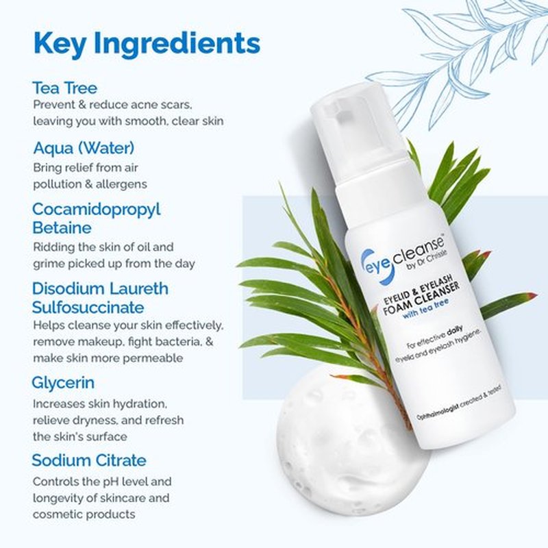 Dr Chrissie All-in-One Eyelid and Eyelash Cleanser for Extensions, Lash Extension Kit Essential, Enriched with Tea Tree Oil, Helps Ease Tired Eyes, 50 ml - EyeCleanse