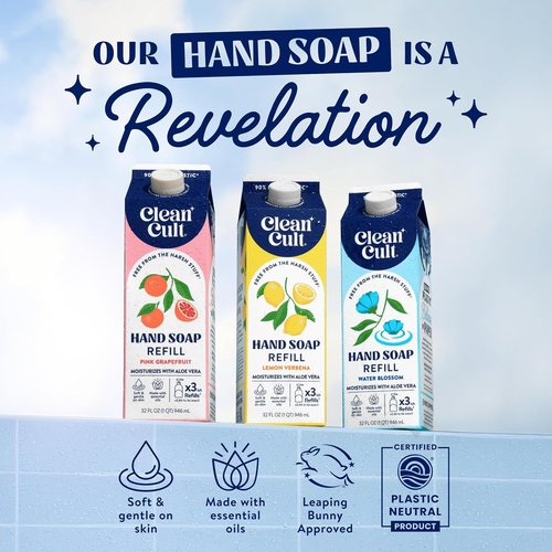 Cleancult Liquid Hand Soap Refill - Pink Grapefruit - Moisturizing Aloe Vera Formula - Eco-Friendly 32 oz
