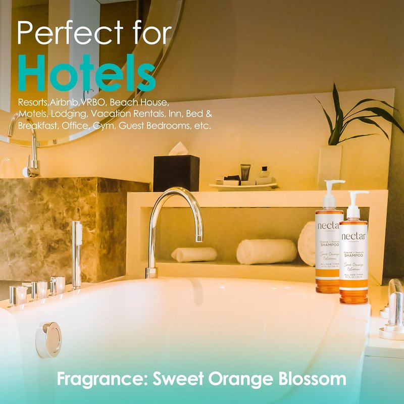 World Amenities Nectar Pump Bottle Hair Shampoo - Orange Blossom Balancing Formula with Vitamins & Minerals