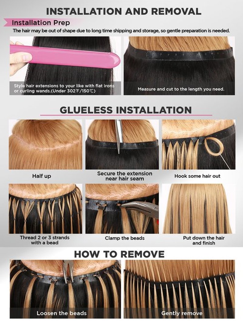 FANCEE OVO Hair Extensions Remy Human Hair 100g PU Holes Wefts with Micro Beads Highlight Honey Blonde Volume Upgrade Butterfly Seamless Weft Invisible Beaded Hair Extension with Tools(T4/27 18 Inch)