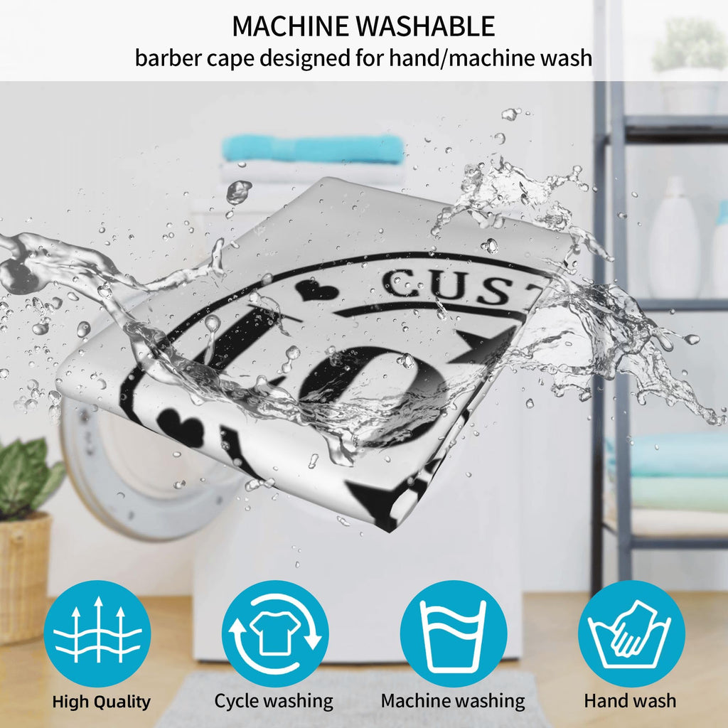 Custom Barber Cape Personalized Logo Text Photo Hair Cutting Cape Salon Haircut Kit Hairdressing Apron for Barbershop White