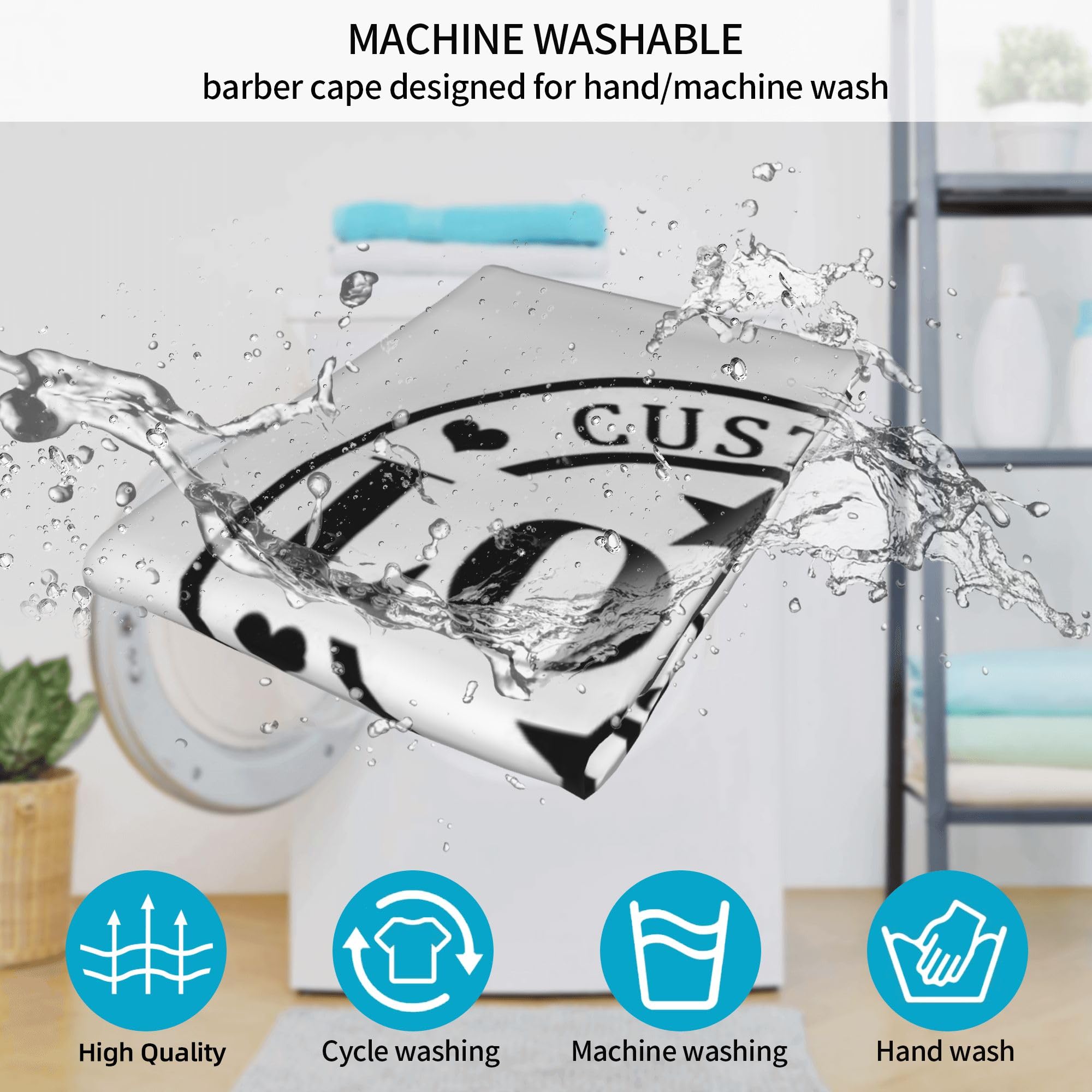 Custom Barber Cape Personalized Logo Text Photo Hair Cutting Cape Salon Haircut Kit Hairdressing Apron for Barbershop White