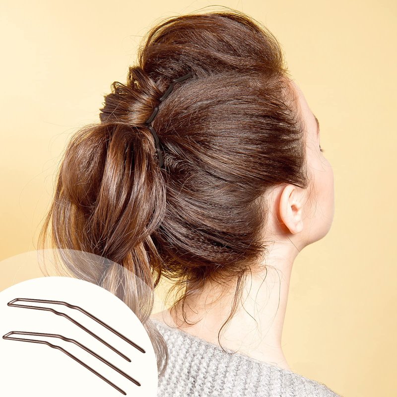 Waydress 36 Pieces U Shaped Hairpins Ballet Buns Bobby Pins Hair Styling Metal Hairpins for Updo Bun Bobby Pins for Women Lady Thick Thin Long Curly Hair(Brown, 2.5 Inches)