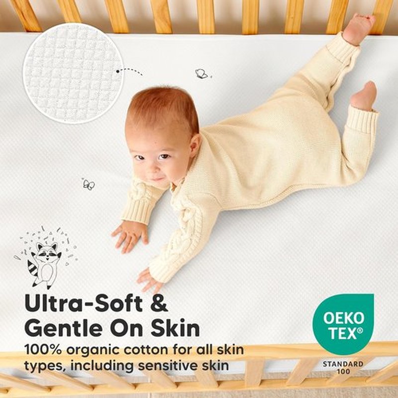 Skiennix 2-Pack Waterproof Crib Mattress Protector - Soft Quilted Cotton, 52" x 28", Machine Washable, Easy Fit