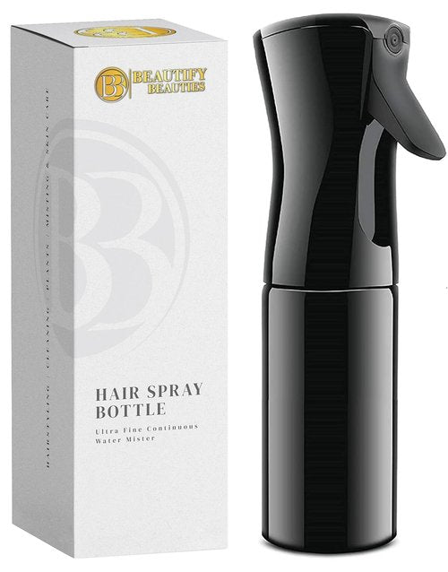 BeautifyBeauties Hair Spray Bottle - Ultra Fine Continuous Mister for Hairstyling & Skin Care | 6.8 Ounces, Black